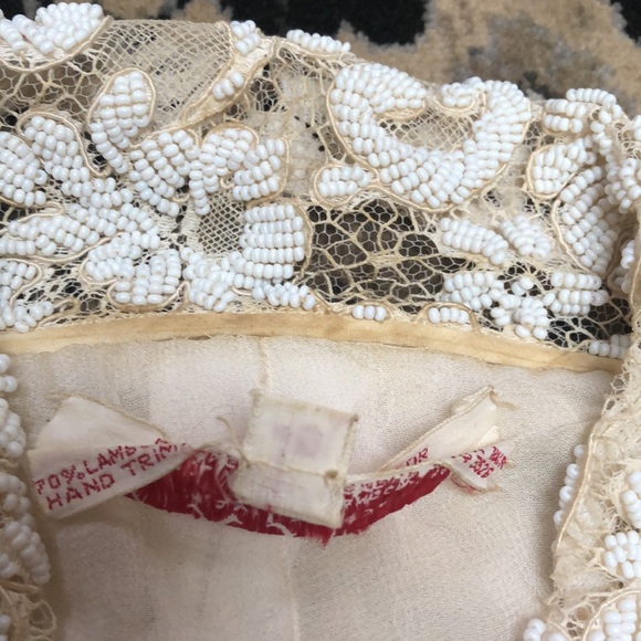 Mid Century Angora and Wool Boutique Sweater With Lace and Beaded Embellishment - Picture 6 of 7